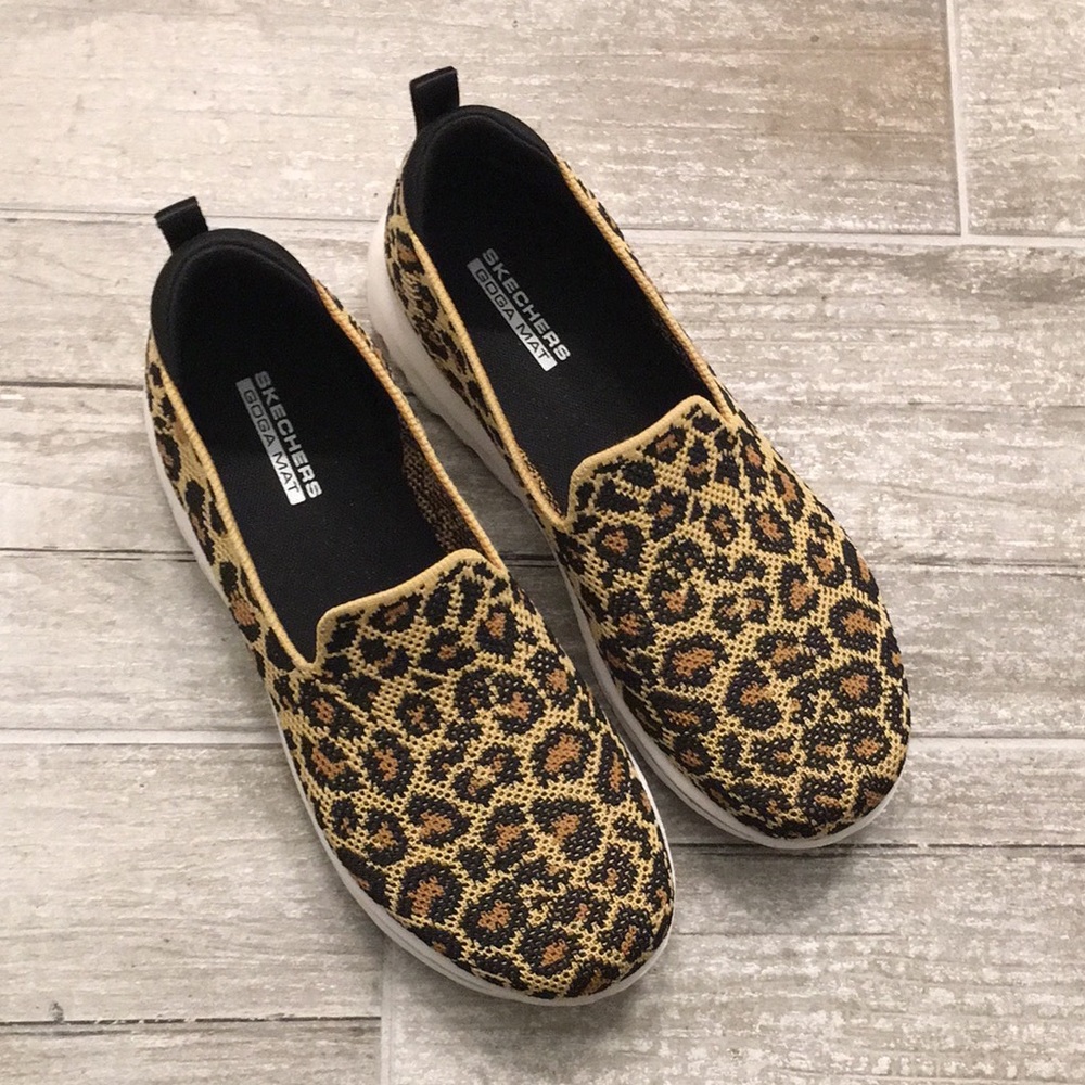 Skechers GOwalk Classic Washable Knit Slip-On Sneakers - Wild Safari Leopard
